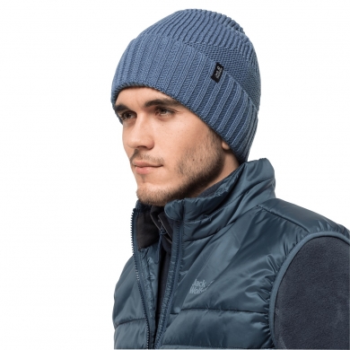 Jack Wolfskin Knitted Hat (Beanie) Woods Cap with Thermofleece Lining frost blue Men